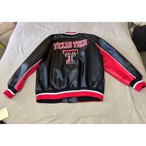 Vintage Texas Tech Red Raiders Pro Edge Faux Leather Jacket Size L 42/44